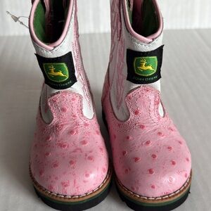 John Deere Pink and White Kids' Boots
